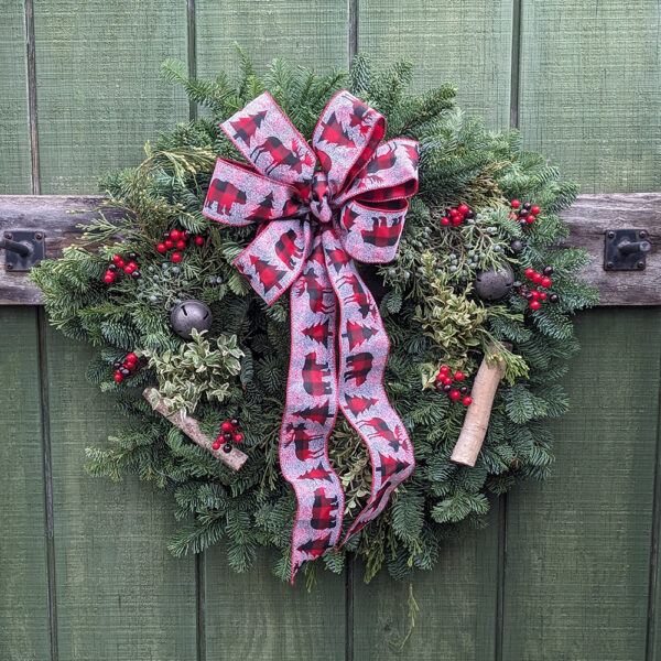 Custom Adirondack 24" Fresh Mixed Greens Decorated Wreath