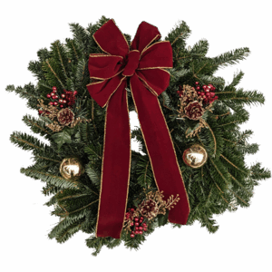 Fresh Decorated Wreath - Burgundy Velvet