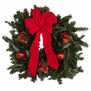 Fresh Decorated Wreath - Red