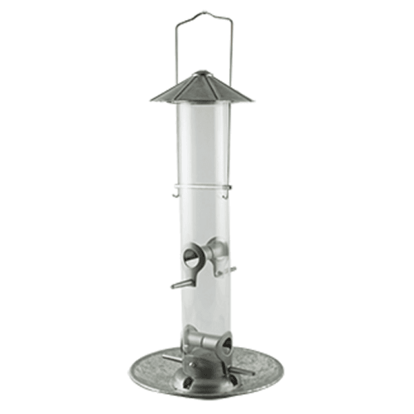 Audubon Silver Tube Feeder w/ Tray & Dual Port 1.5LB