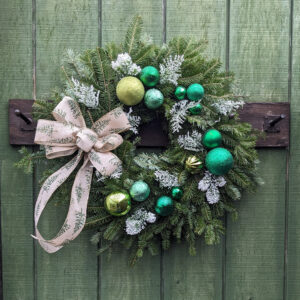 Custom Decorated Wreath - Snowy Evergreen