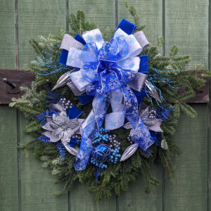Custom Decorated Wreath - Blue Frost