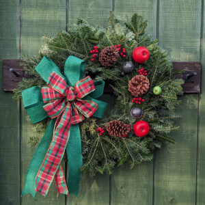 Custom Decorated Wreath - Festive Farmhouse